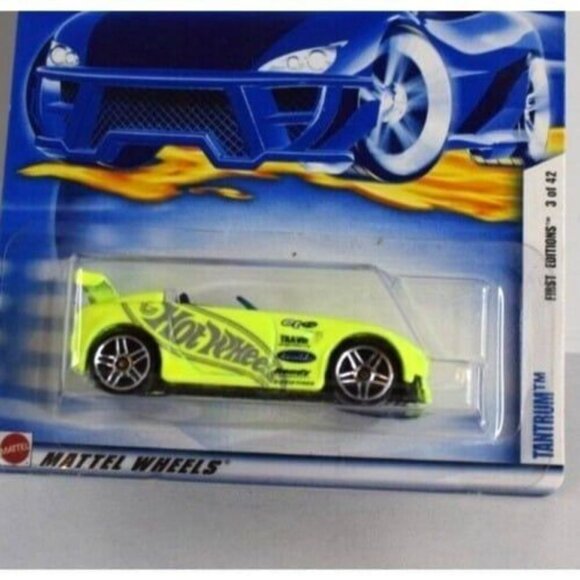 2002 Hot Wheels First Editions Tantrum Race Car #15 3/42 Dark Yellow 1:64 NEW! - Picture 4 of 9